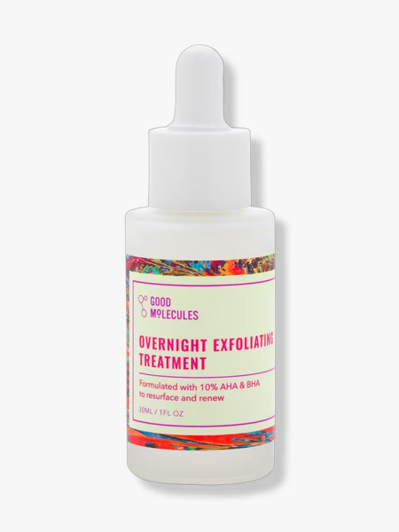 Good Molecules Overnight Exfoliating Treatments in branded component on a light gray background