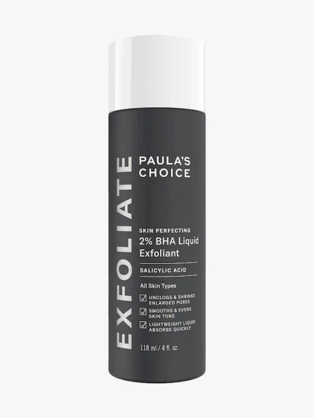 Paula's Choice Skin Perfecting 2% BHA Liquid Exfoliant in branded component on a light gray background